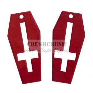 4pcs Red Transparent Inverted Cross Coffin..