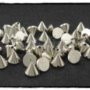  50pcs 10mm Silver Acrylic Cone Spikes Beads Charms Pendants Decoration X53