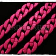 Fuchsia Pink Chunky Chain Acrylic Link Necklace Craft Finding 30 inch A79