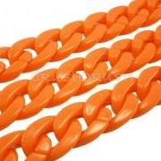  Hot Orange CHUNKY Chain Plastic Link Necklace Craft DIY 30 inch A62