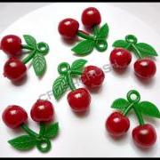 10pcs Plastic Sweet RED Cherry Charms Pendant Hanging Decoden DIY F701