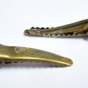  50pcs 35mm Antique BRASS Single Prong Alligator Hair Clips with Teeth C4