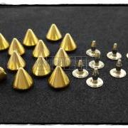  20pcs 6.5mm Gold Cone SPIKES RIVETS Studs Dog Collar Leather Craft RV897