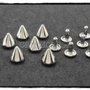  15pcs 10mm Silver Cone SPIKES RIVETS Studs Dog Collar Leather Craft RV898