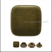  10sets 17/32" Flat Square Cap Ring Snap Buttons Fastener Made Of Brass--V9214