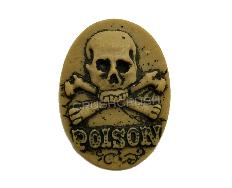  5pcs 19x26mm Skull and Crossbones Poison Cameo Cabochon -- F671(B)
