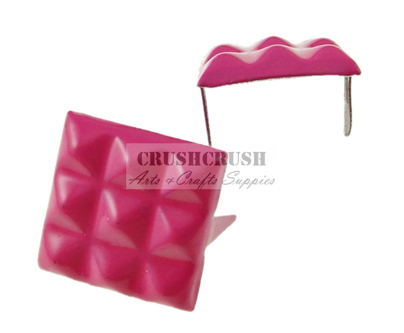 FREE SHIPPING--50pcs 12mm Hot Pink Pyramid Studs Claw Spikes Nailheads S305