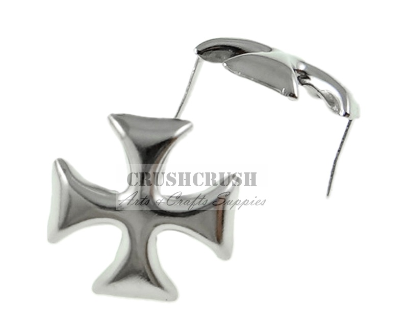50pcs Silver Cross Patonce Studs Claw Spikes Nailheads Biker S302