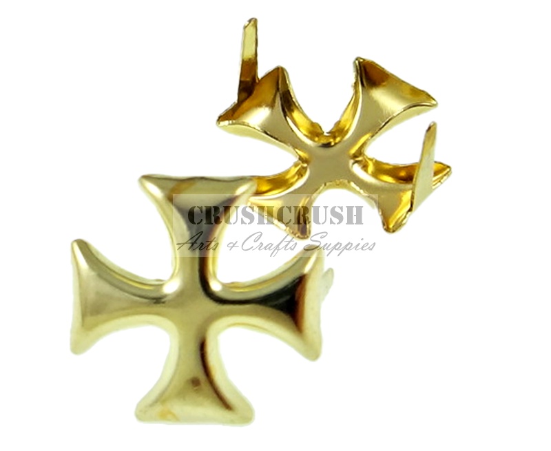 50pcs Gold Cross Patonce Studs Claw Spikes Nailheads Biker S314