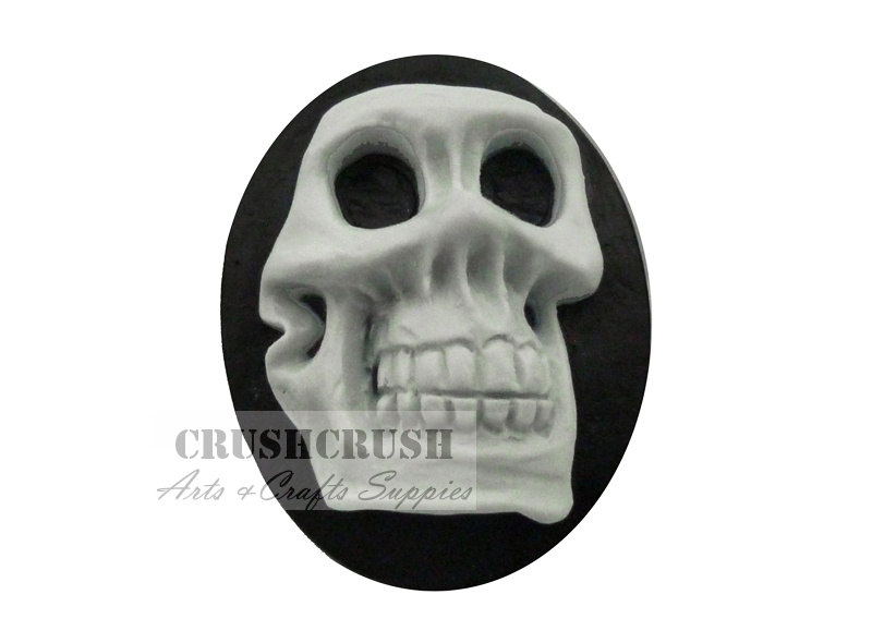 FREE SHIPPING--2pcs 30x40mm 3D Skeleton Skull Cameo Cabochon Flat Back F1117(A)