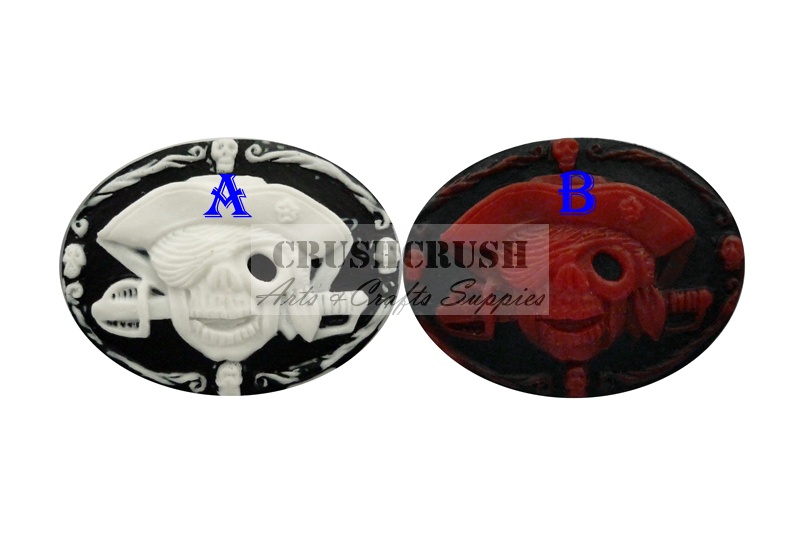 3pcs Pirate Skeleton Skull Cameo Cabochons Flat Back Gothic F1118(A)