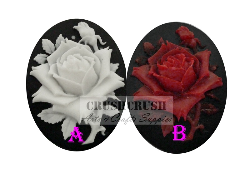 3pcs Gothic Open Thorned Rose Cameo Cabochons Flat Back Goth F1120(A)
