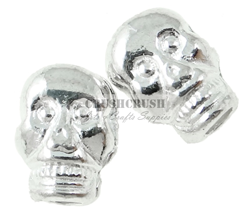 25pcs Silver Skeleton Skull Beads Charm Pendants Ghost Horror PND-531