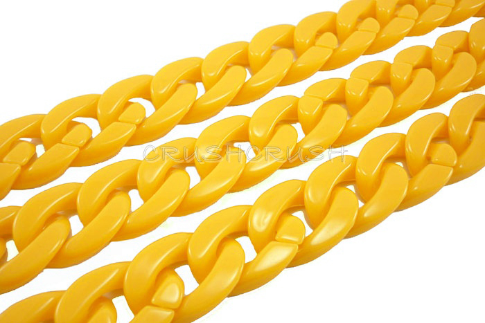  YELLOW Chunky Chain Plastic Link Necklace Craft DIY 30 inch A39