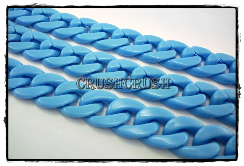  Blue CHUNKY Chain Plastic Link Necklace Craft DIY 30 inch A74