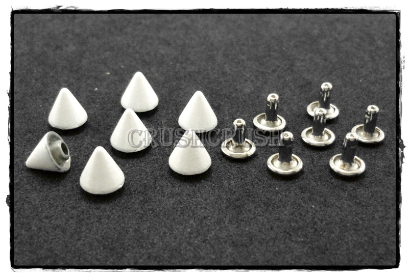 15pcs 8mm White Cone SPIKES RIVETS Studs Dog Collar Leather Craft RV895