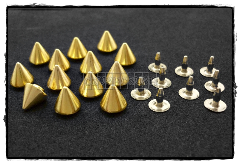  20pcs 6.5mm Gold Cone SPIKES RIVETS Studs Dog Collar Leather Craft RV897