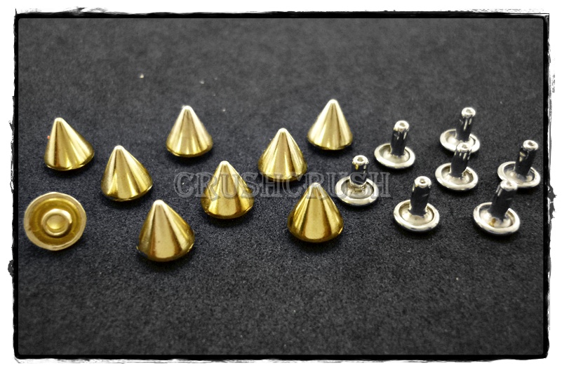  15pcs 10mm Gold Cone SPIKES RIVETS Studs Dog Collar Leather Craft RV898