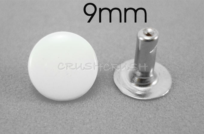  50pcs 23/64" (9mm) White Color Rivets Round Single Cap Jean Buttons RV259