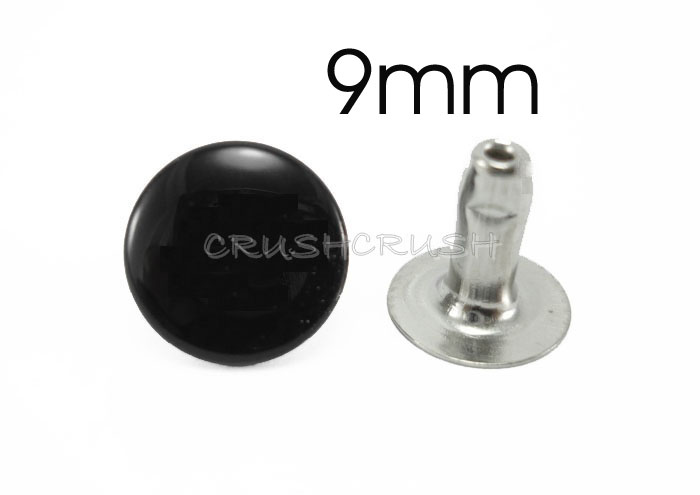  50pcs 23/64" (9mm) BLACK Color Rivets Round Single Cap Jean Buttons RV269