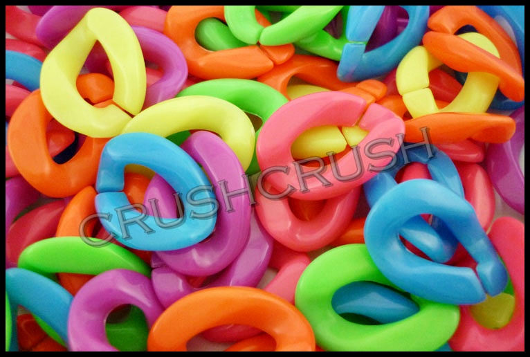  40pcs 29mm x 21mm (Big Size) Acrylic Chunky Link Chains Mixed Colors Kitsch Party Funky X97