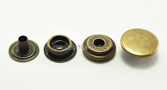  10sets 1/2" Cap - Round Spring Snap Buttons Fastener Brass -- V4713