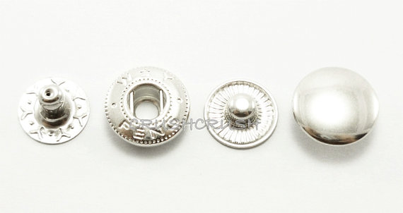  10sets 1/2' Cap - Line 20 Snap Buttons Fastener Silver-V0513
