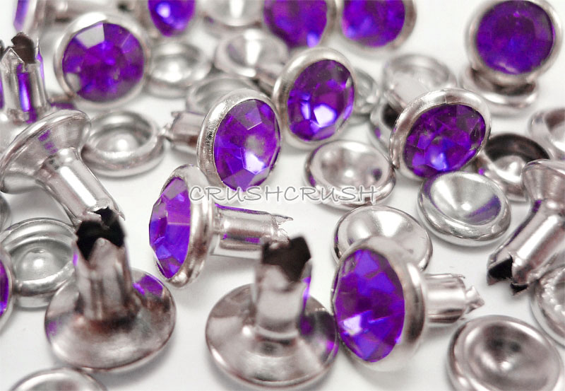 Purple Rivet 40Set 8mm Purple Synthetic Crystal RIVETS Leather RV678 on Luulla